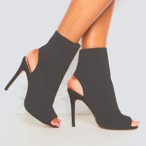 Steve Madden Black Open Toe Heeled Booties